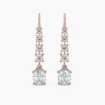 Load image into Gallery viewer, Pear & Round Lab-Grown Diamond Dangle Drop Earrings 13.20 CTW – 24 Stones | 10K, 14K, 18K White, Yellow & Rose Gold | IGI Certified