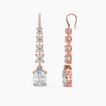 Load image into Gallery viewer, Pear & Round Lab-Grown Diamond Dangle Drop Earrings 13.20 CTW – 24 Stones | 10K, 14K, 18K White, Yellow & Rose Gold | IGI Certified