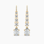 Load image into Gallery viewer, Pear & Round Lab-Grown Diamond Dangle Drop Earrings 13.20 CTW – 24 Stones | 10K, 14K, 18K White, Yellow & Rose Gold | IGI Certified