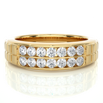 Load image into Gallery viewer, 0.82 CT Round Lab Grown Diamond Men’s Ring | 14 Stone Gold Band