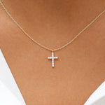 Load image into Gallery viewer, Delicate 0.08 Carat Lab Diamond Cross Pendant in Solid Gold