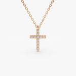 Load image into Gallery viewer, Delicate 0.08 Carat Lab Diamond Cross Pendant in Solid Gold