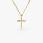Load image into Gallery viewer, Delicate 0.08 Carat Lab Diamond Cross Pendant in Solid Gold