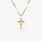 Load image into Gallery viewer, Tiny Lab-Grown Diamond Cross Pendant in Solid Gold – Everyday Necklace