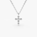 Load image into Gallery viewer, Tiny Lab-Grown Diamond Cross Pendant in Solid Gold – Everyday Necklace