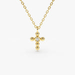 Load image into Gallery viewer, Tiny Lab-Grown Diamond Cross Pendant in Solid Gold – Everyday Necklace