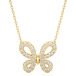 Load image into Gallery viewer, 0.31 CT Lab-Grown Diamond Butterfly Pendant Necklace | Solid Gold | 38 Round Diamonds