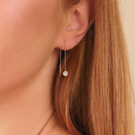 Load image into Gallery viewer, Round Lab-Grown Diamond Long Dangle Drop Earrings 0.90 CTW – 38 Stones | 10K, 14K, 18K Gold | IGI Certified