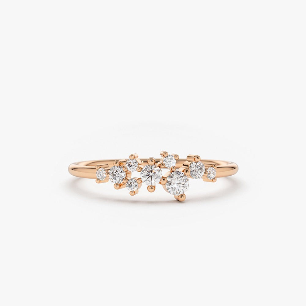 0.23 CT Lab-Grown Cluster Diamond Ring | 9-Stone IGI Certified Design