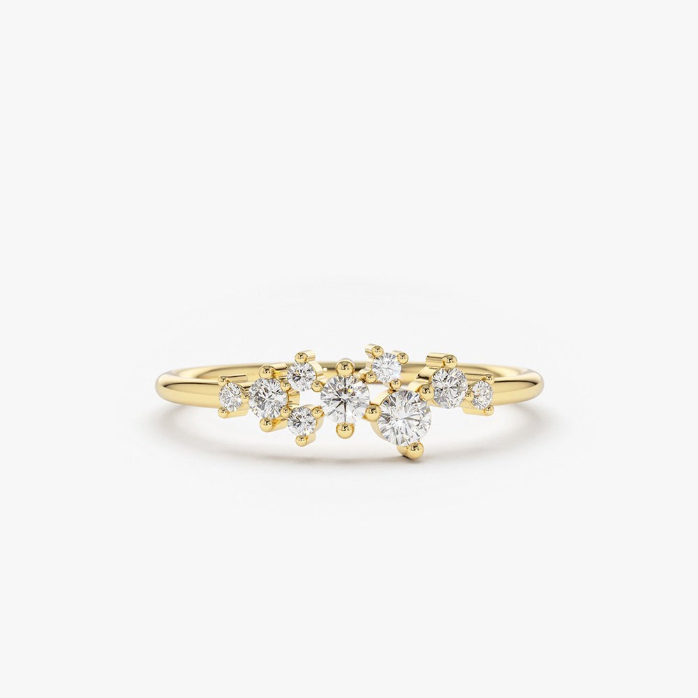 0.23 CT Lab-Grown Cluster Diamond Ring | 9-Stone IGI Certified Design