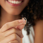 Load image into Gallery viewer, 0.05 CT Lab-Grown Round Diamond Three-Stone Band Ring | Dainty & IGI Certified