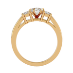 Load image into Gallery viewer, 0.85 CT Round Center with Princess Cut Side Lab Grown Diamond Three Stone Ring | 13 Stone Gold Band