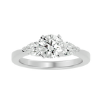 Load image into Gallery viewer, 1.59 CT Round Center with Pear Side Lab Grown Diamond Three Stone Ring | 3 Stone Gold Band