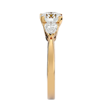 Load image into Gallery viewer, 1.59 CT Round Center with Pear Side Lab Grown Diamond Three Stone Ring | 3 Stone Gold Band