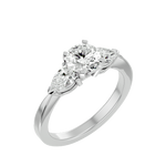 Load image into Gallery viewer, 1.59 CT Round Center with Pear Side Lab Grown Diamond Three Stone Ring | 3 Stone Gold Band
