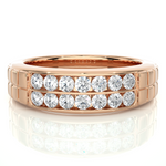 Load image into Gallery viewer, 0.82 CT Round Lab Grown Diamond Men’s Ring | 14 Stone Gold Band