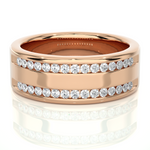 Load image into Gallery viewer, 0.46 CT Men’s Two Row Lab Grown Diamond Ring | 30 Stone Gold Band