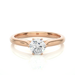Load image into Gallery viewer, 0.53 CT Round Lab Grown Diamond Solitaire Engagement Ring | Six Prong Gold Band