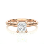 Load image into Gallery viewer, 0.78 CT Princess Cut Lab Grown Diamond Solitaire Engagement Ring | Four Prong Gold Band