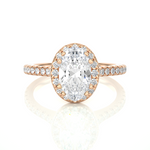 Load image into Gallery viewer, 1.20 CT Oval Halo Lab Grown Diamond Ring with Round Side Stones