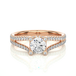 Load image into Gallery viewer, 1.08 CTW Round Lab-Grown Diamond Engagement Ring with Split Shank & Hidden Halo E-F / VVS-VS