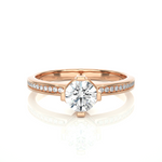 Load image into Gallery viewer, 0.78 CTW Round Lab-Grown Diamond Engagement Ring with Hidden Halo E-F / VVS-VS
