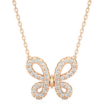 Load image into Gallery viewer, 0.31 CT Lab-Grown Diamond Butterfly Pendant Necklace | Solid Gold | 38 Round Diamonds