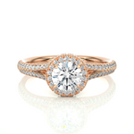 Load image into Gallery viewer, 1.07 CT Split Shank Halo Lab Grown Round Diamond Ring with 115 Stones