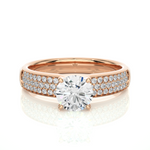 Load image into Gallery viewer, 1.02 CTW Round Lab-Grown Diamond Engagement Ring with Pave Set E-F / VVS-VS