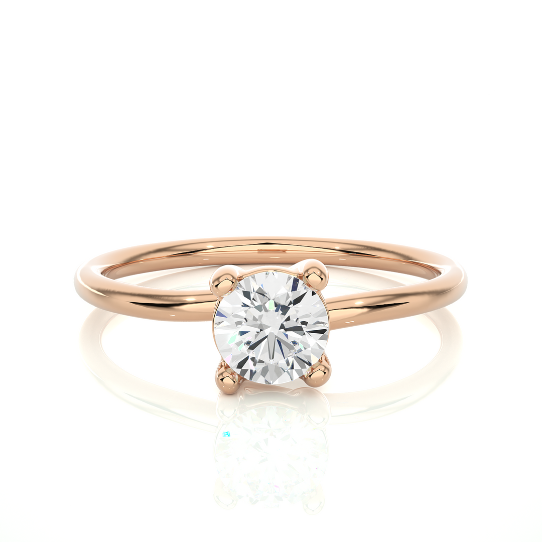 0.53 CT Round Lab Grown Diamond Solitaire Engagement Ring | 1 Stone Gold Band