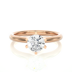 Load image into Gallery viewer, 1.18 CT Round Lab Grown Diamond Solitaire Engagement Ring | Six Prong Gold Band