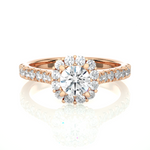 Load image into Gallery viewer, 1.09 CT Round Cut Halo Lab Grown Diamond Ring | 27 Stone Design