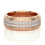 Load image into Gallery viewer, 1.03 CT Men’s Two Row Lab Grown Diamond Ring | 40 Stone Gold Band