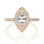 Load image into Gallery viewer, 0.89 CT Marquise Halo Lab Grown Diamond Ring with Round Side Stones