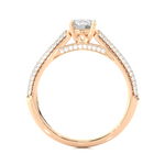 Load image into Gallery viewer, 1 CTW Round Lab-Grown Diamond Engagement Ring with Three-Row Thin Pave Band E-F / VVS-VS