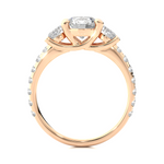 Load image into Gallery viewer, 2.35 CT Round Center with Round Side Lab Grown Diamond Three Stone Ring | 17 Stone Gold Band