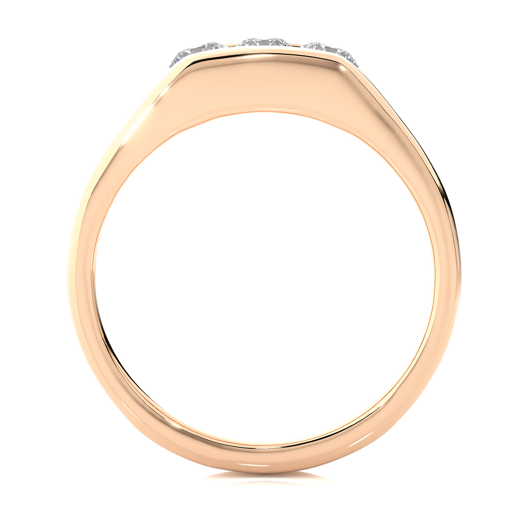 0.52 CT Men’s Three Stone Lab Grown Diamond Ring | 3 Stone Gold Band