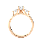 Load image into Gallery viewer, 0.96 CT Princess Cut Three Stone Lab Grown Diamond Ring with Round Side Stones