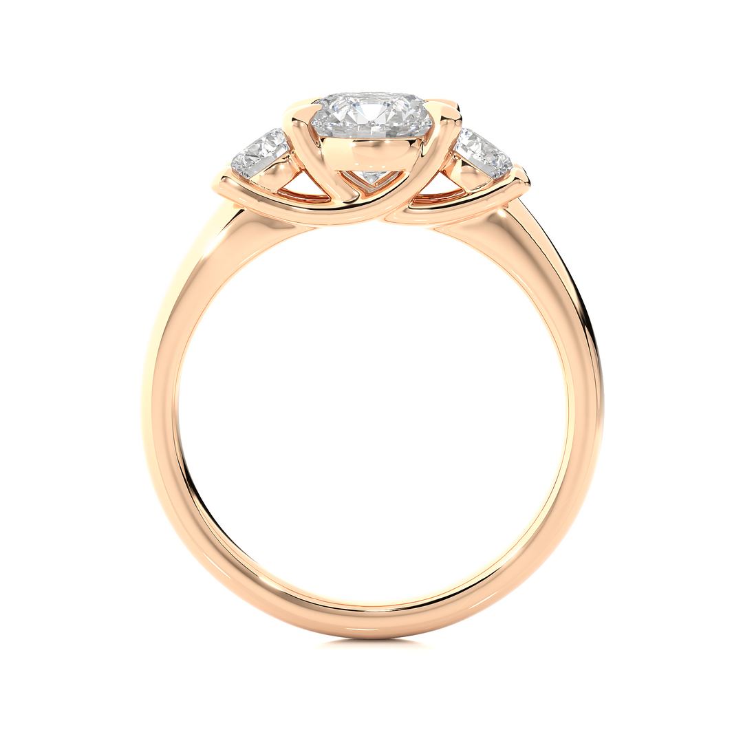 1.39 CT Round Lab Grown Diamond Three Stone Ring | 3 Stone Gold Band