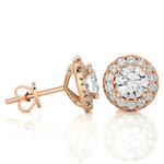 Load image into Gallery viewer, 1.90 CTW Round Cut Diamond Halo Push Back Earrings, 10K 14K 18K White Yellow Rose Gold, IGI Certified