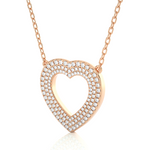 Load image into Gallery viewer, 1.26 CT Lab-Grown Diamond Three-Heart Row Pendant Necklace | Solid Gold | 73 Round Diamonds