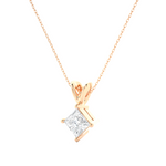 Load image into Gallery viewer, 0.50 CT Lab-Grown Diamond Solitaire Pendant Necklace | Princess Cut | 4-Prong | Solid Gold