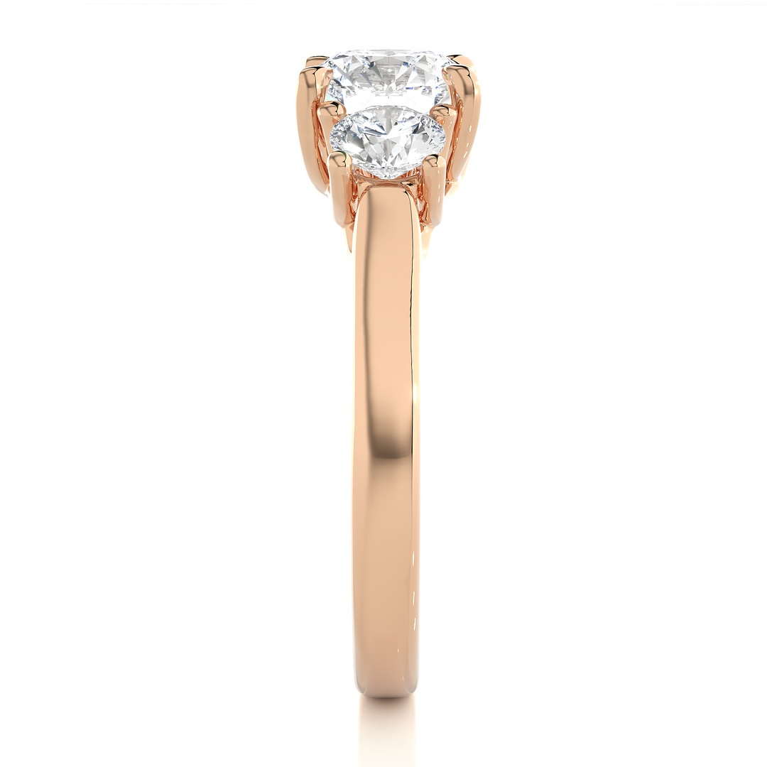 1.95 CT Round Lab Grown Diamond Three Stone Ring | 3 Stone Gold Band