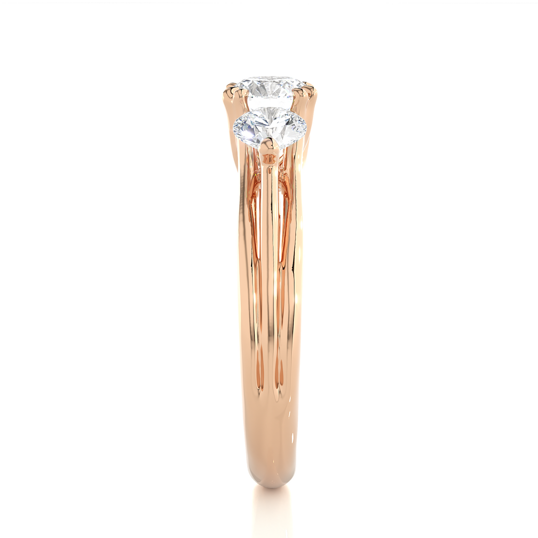 1.39 CT Round Lab Grown Diamond Three Stone Ring | 3 Stone Gold Band
