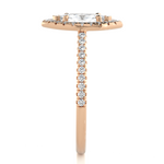 Load image into Gallery viewer, 0.89 CT Marquise Halo Lab Grown Diamond Ring with Round Side Stones