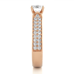 Load image into Gallery viewer, 1.29 CTW Round Lab-Grown Diamond Engagement Ring with Two-Row Pave Set E-F / VVS-VS