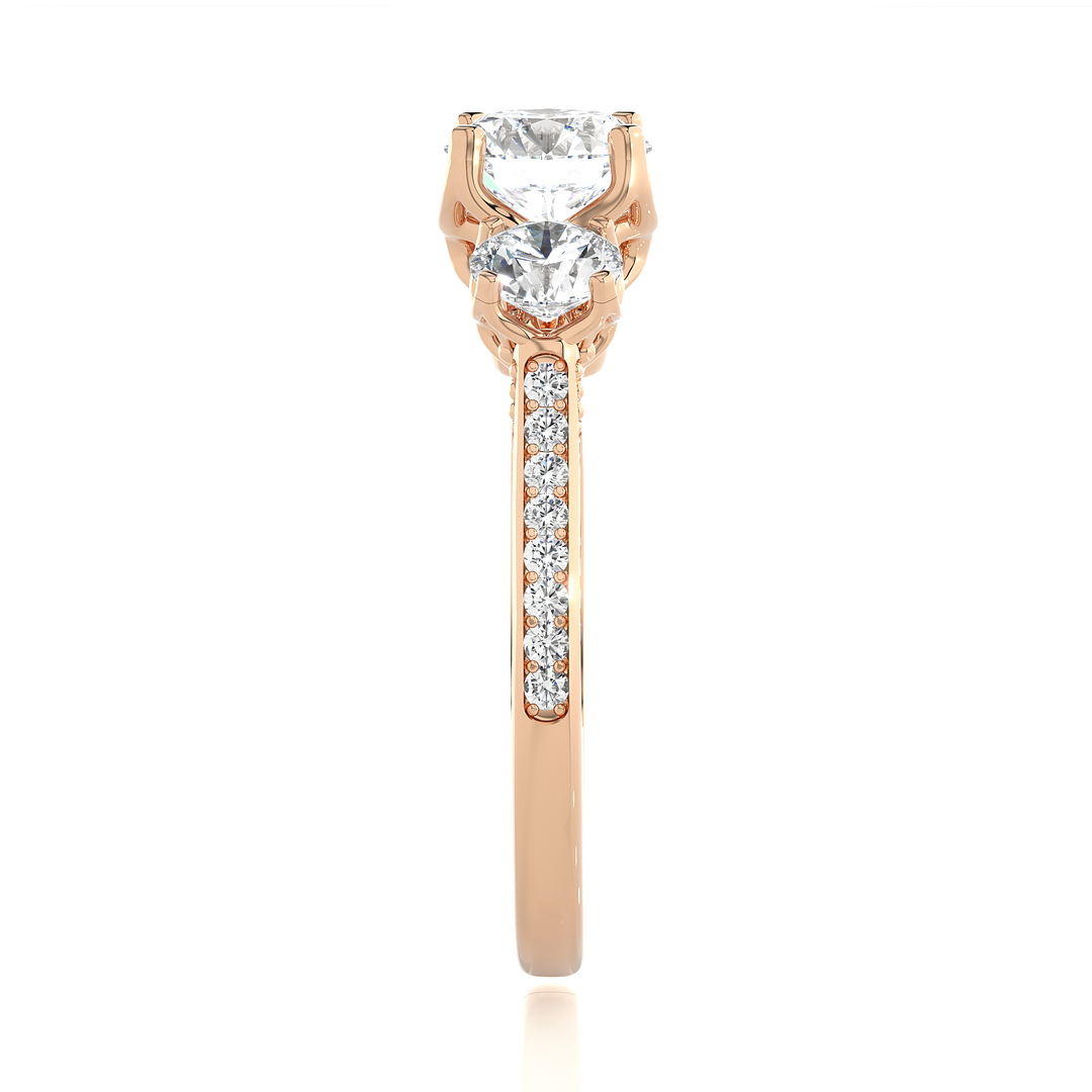 1.91 CT All Round Lab Grown Diamond Three Stone Ring | 55 Stone Gold Band