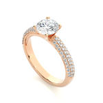 Load image into Gallery viewer, 1.53 CTW Round Lab-Grown Diamond Engagement Ring with Three-Row Micropave Set E-F / VVS-VS