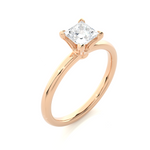 Load image into Gallery viewer, 0.78 CT Princess Cut Lab Grown Diamond Solitaire Engagement Ring | Four Prong Gold Band