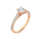 Load image into Gallery viewer, 1 CTW Round Lab-Grown Diamond Engagement Ring with Three-Row Thin Pave Band E-F / VVS-VS